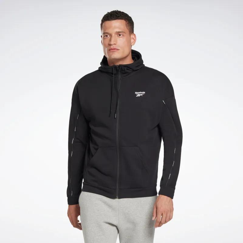 Reebok Apparel Men Workout Ready Piping Zip-Up Sweatshirt Black sold by Reebok