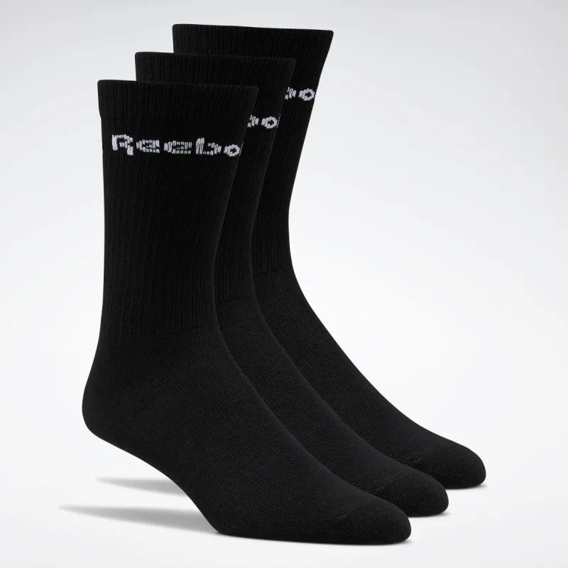 Reebok Apparel Men Active Core Crew Socks 3 Pairs Black made by Reebok