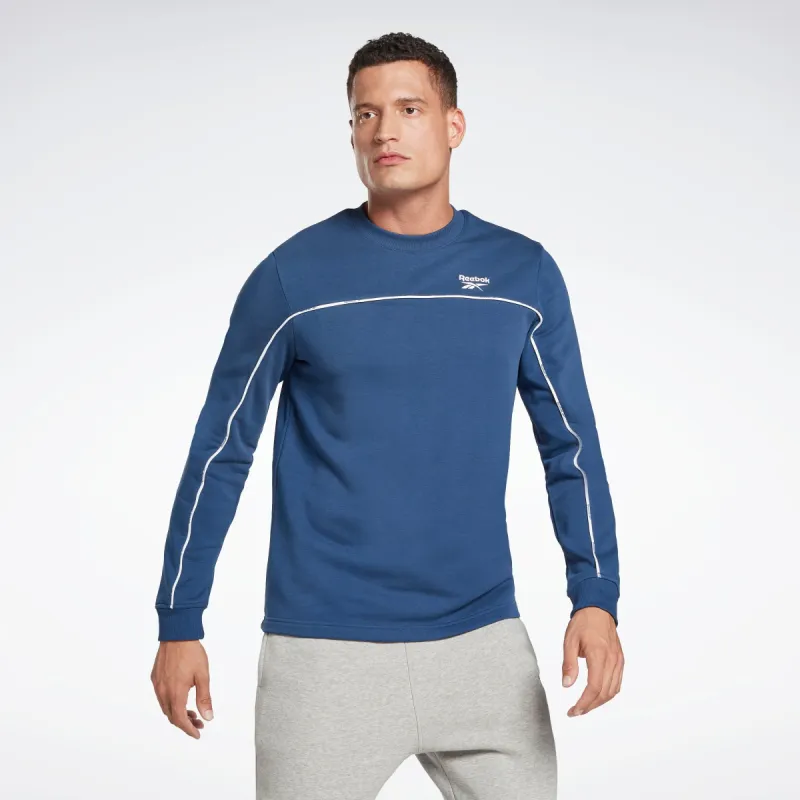 Reebok Apparel Men Workout Ready Piping Crew Sweatshirt Batblu sold by Reebok