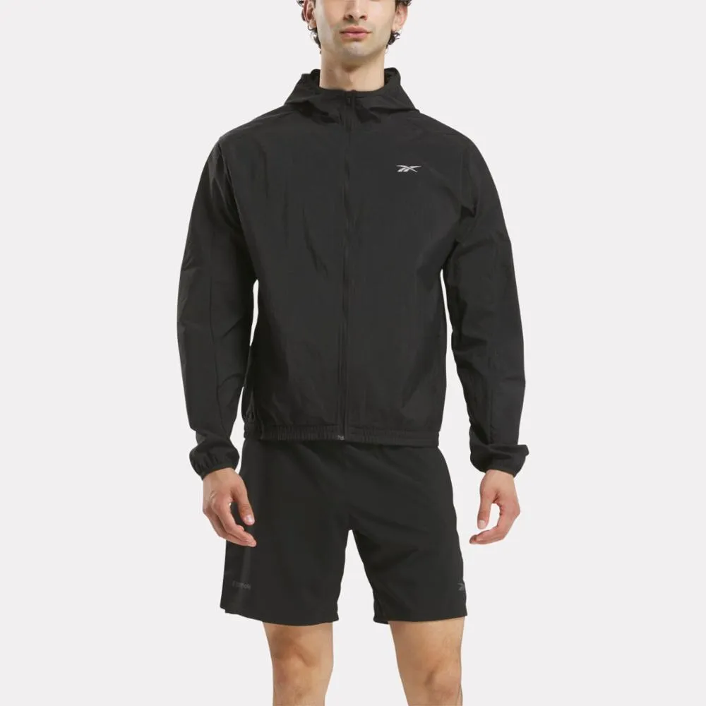 Reebok Apparel Men Running Woven Wind Jacket BLACK sold by Reebok