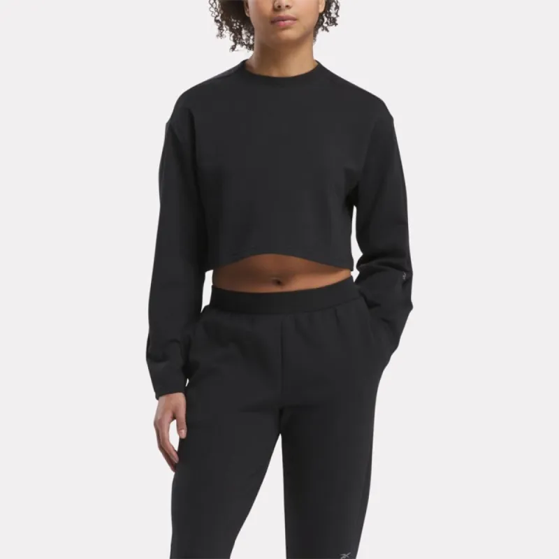 Reebok Apparel Women Active Collective DREAMBLEND Mid-Layer Sweatshirt BLACK made by Reebok