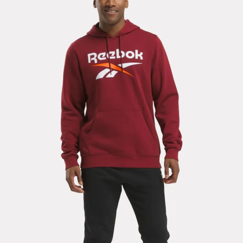 Reebok Apparel Men Reebok Identity Fleece Stacked Logo Pullover Hoodie RICH MAROON sold by Reebok