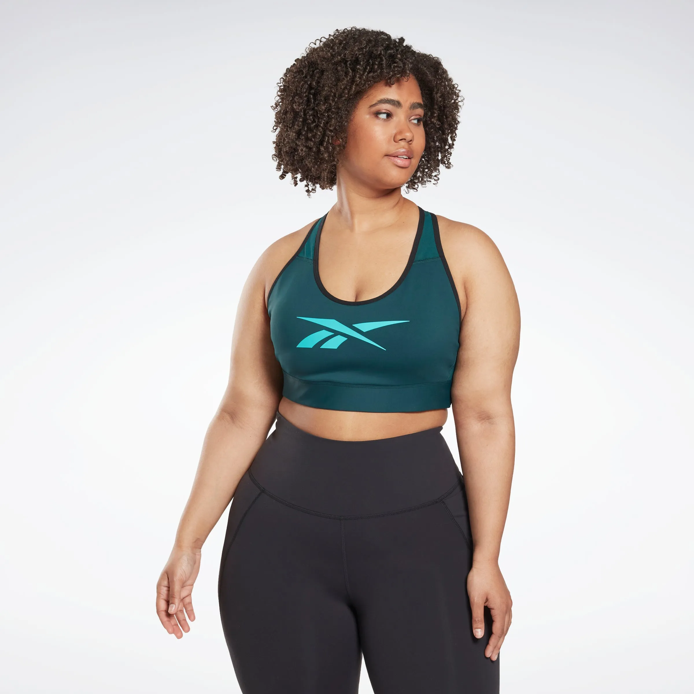 Reebok Apparel Women Reebok Lux Vector Racer Sports Bra (Plus Size) Forest Green sold by Reebok