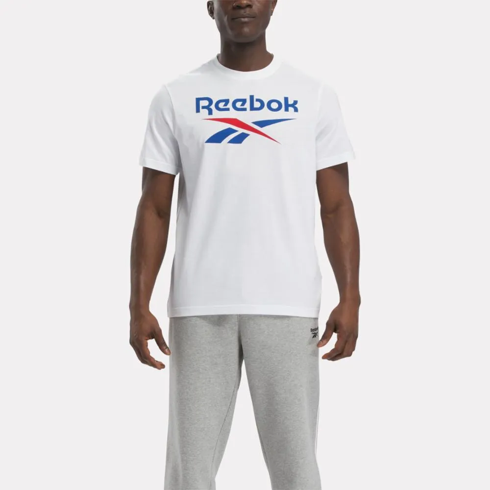 Reebok Apparel Men Reebok Identity Big Stacked Logo T-Shirt WHITE sold by Reebok