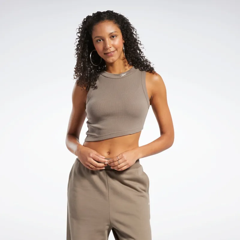 Reebok Apparel Women Classics Cropped Ribbed Tank Top Trkgry sold by Reebok
