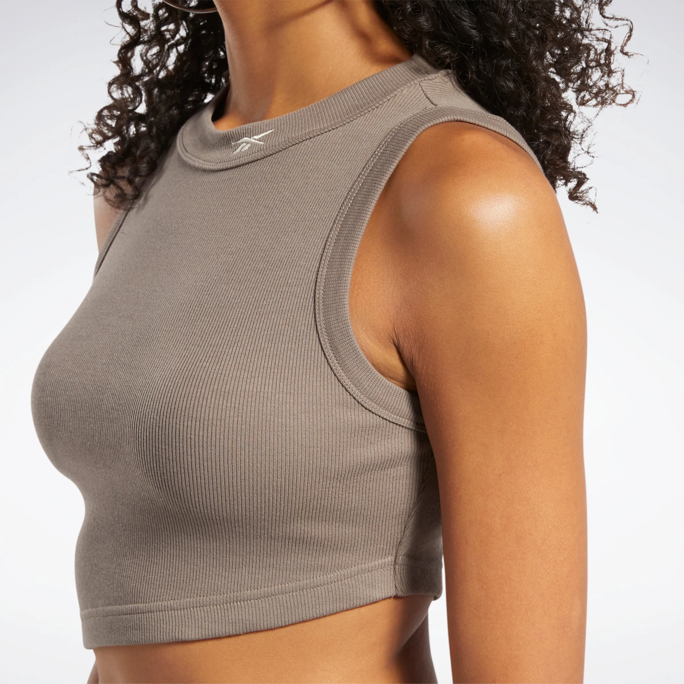 Reebok Apparel Women Classics Cropped Ribbed Tank Top Trkgry sold by Reebok product image thumbnail 4