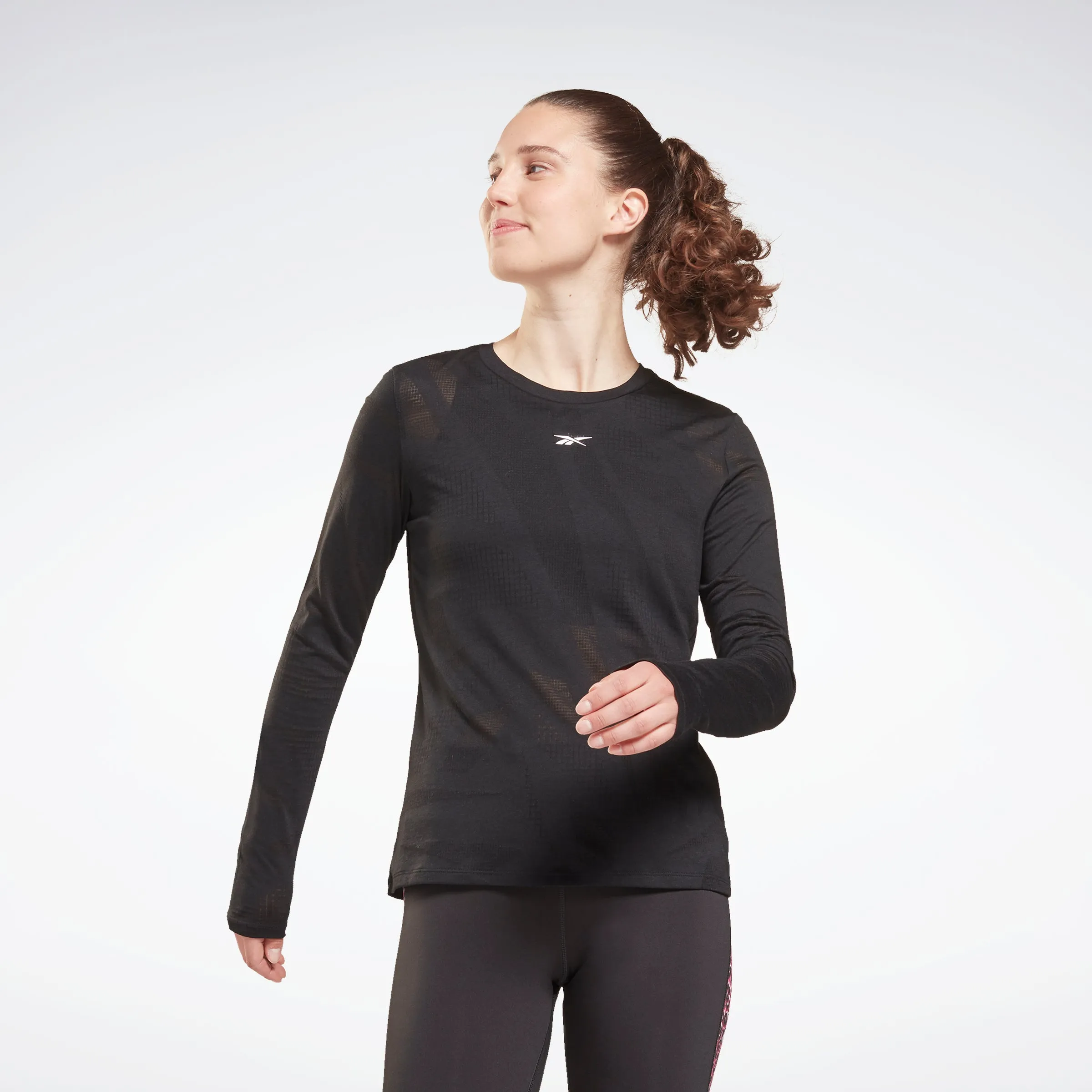 Reebok Apparel Women Burnout Long-Sleeve Top Long-Sleeve Top Black sold by Reebok