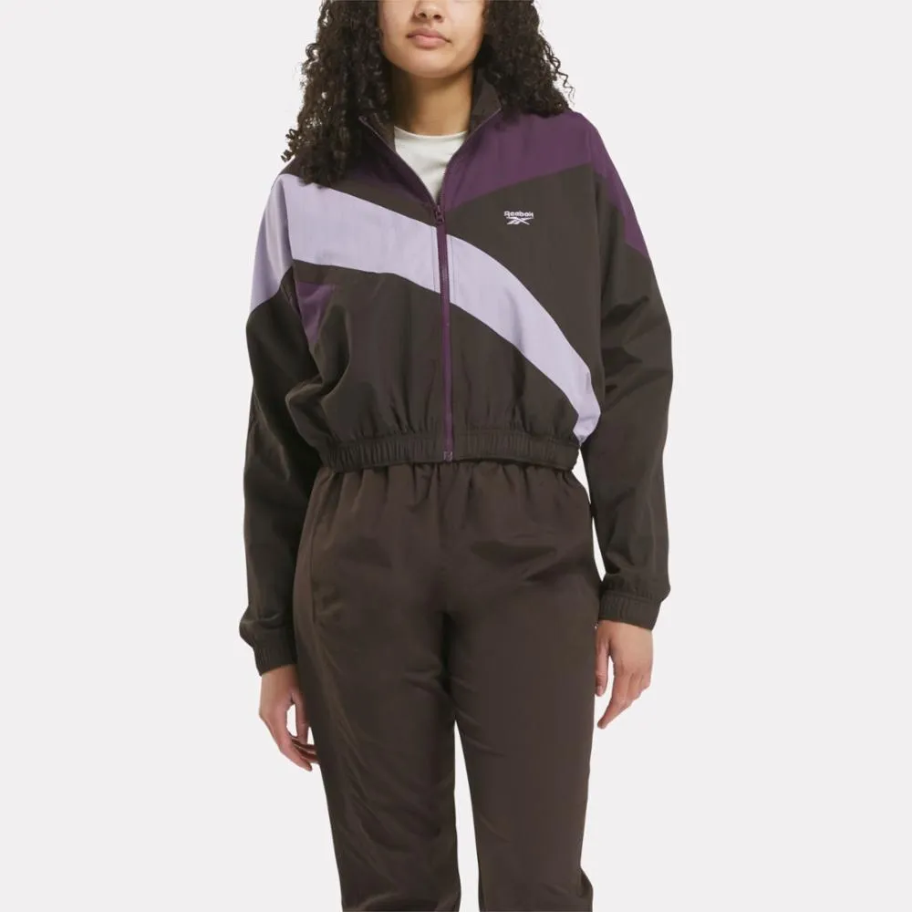 Reebok Apparel Women Classics Franchise Track Jacket DRK MATTER/MDNT PLUM/DSK PURPL sold by Reebok