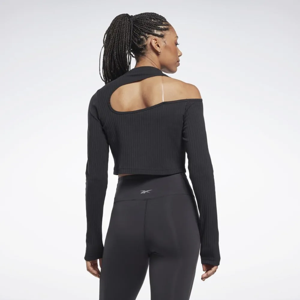 Reebok Apparel Women Yoga Cotton Rib Long-Sleeve Top BLACK sold by Reebok product image thumbnail 3