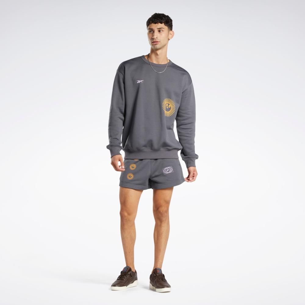 Reebok Apparel Men Classics Good Vibes Crew Sweatshirt PURGRY sold by Reebok