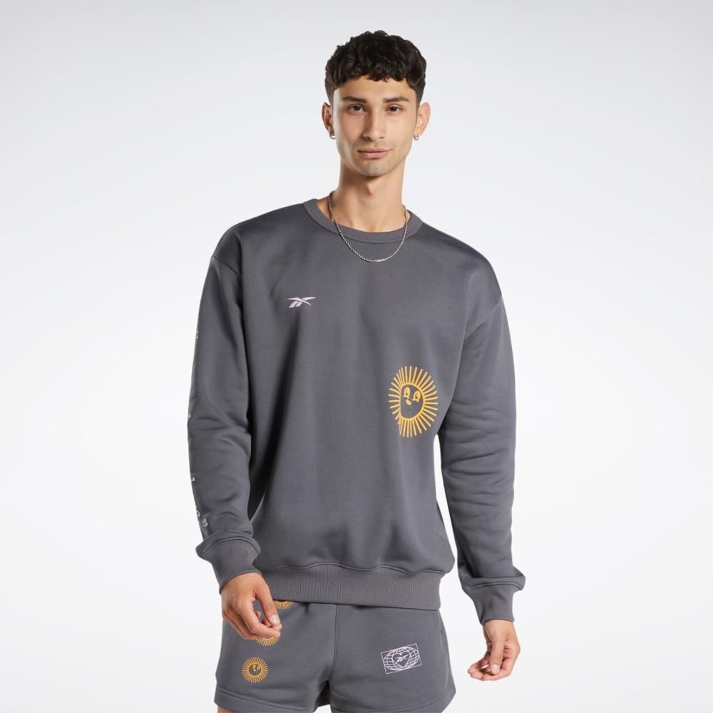 Reebok Apparel Men Classics Good Vibes Crew Sweatshirt PURGRY sold by Reebok product image thumbnail 2