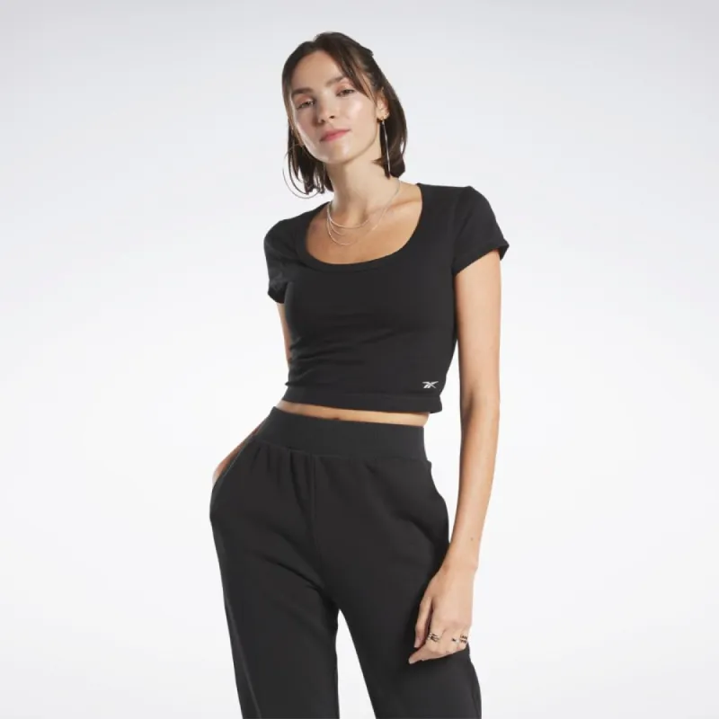 Reebok Apparel Women Reebok Classics Cropped Jersey T-Shirt BLACK sold by Reebok