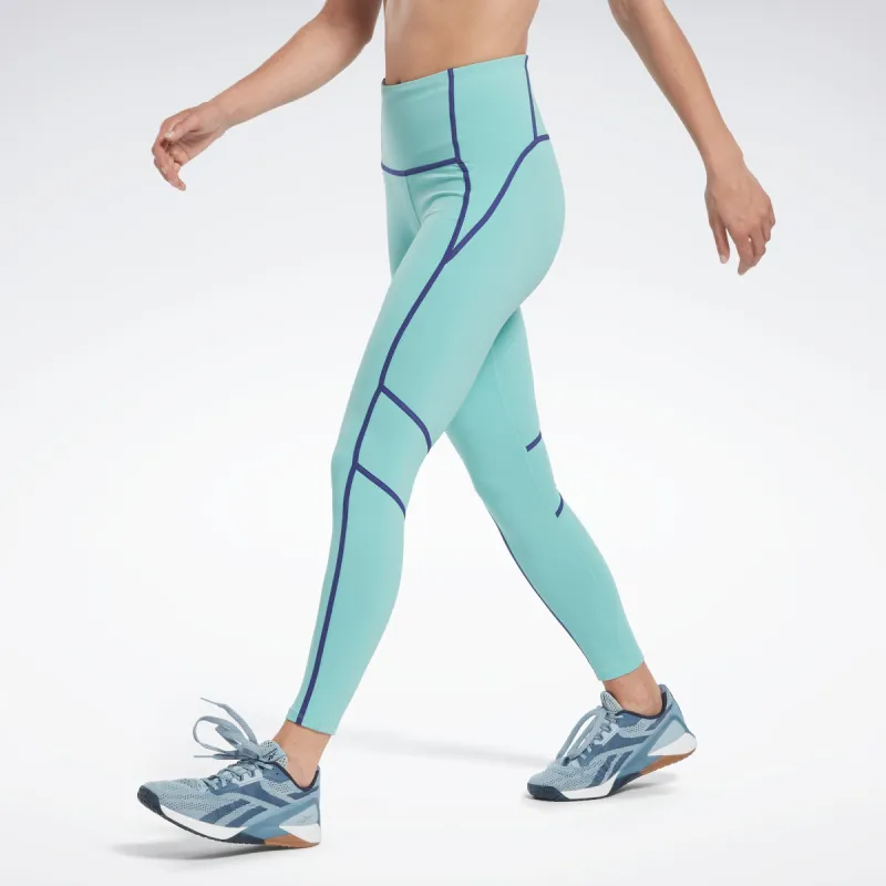 Reebok Apparel Women Les Mills® Colorblock Leggings Semi Classic Teal sold by Reebok