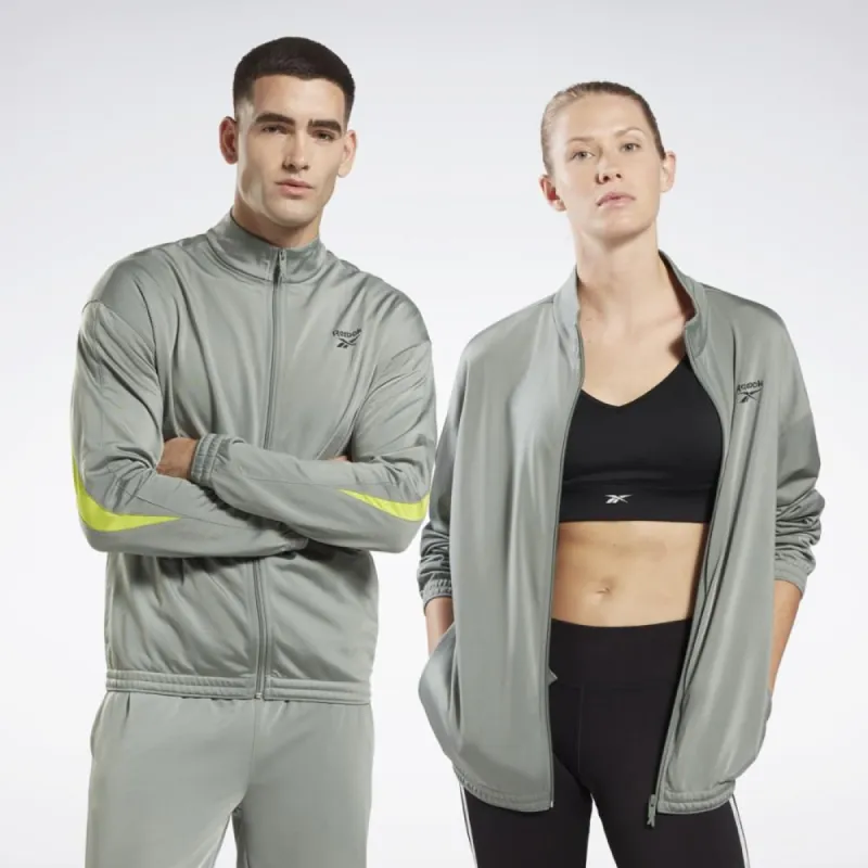 Reebok Apparel Men Reebok Identity Vector Knit Track Top HARGRN/ACIYEL made by Reebok