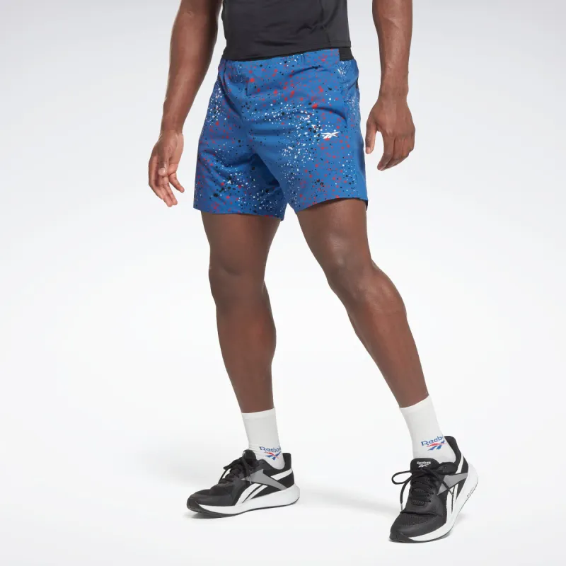 Reebok Apparel Men Strength Allover Print Shorts Vecblu sold by Reebok