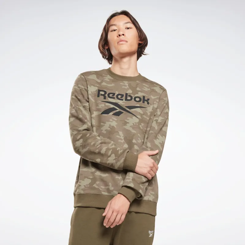 Reebok Apparel Men Reebok Identity Camo Big Logo Crew Sweatshirt Armgrn sold by Reebok