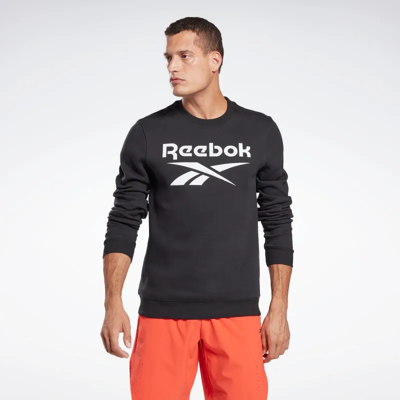 Reebok Apparel Men Reebok Identity Fleece Crew Sweatshirt Black/White sold by Reebok