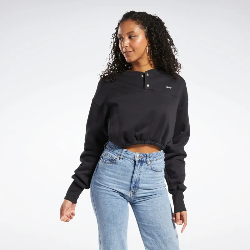 Reebok Apparel Women Classics Fleece Sweatshirt Black made by Reebok