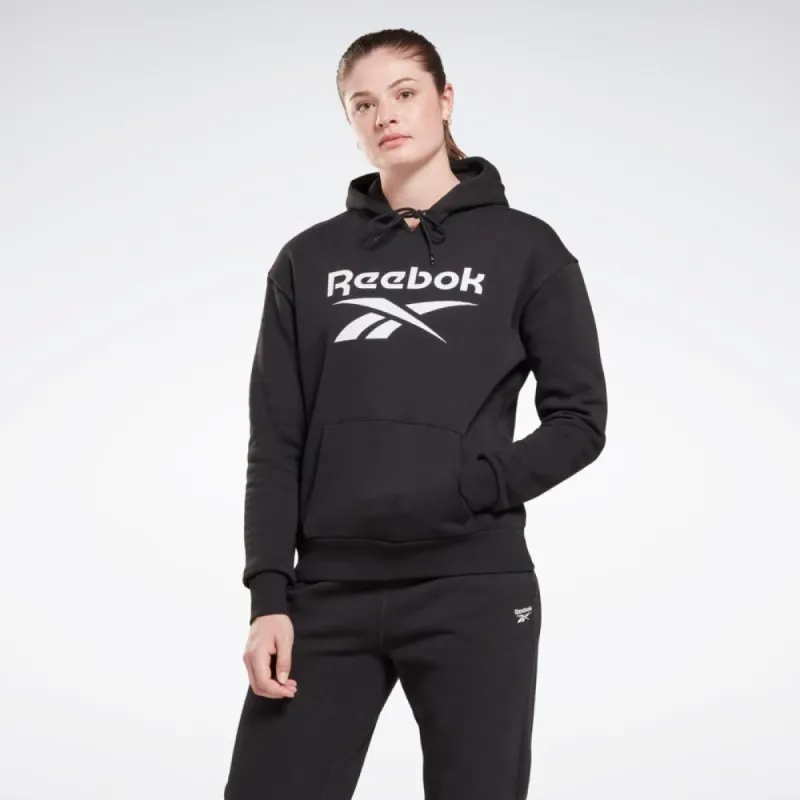 Reebok Apparel Women Reebok Identity Big Logo Fleece Hoodie BLACK made by Reebok