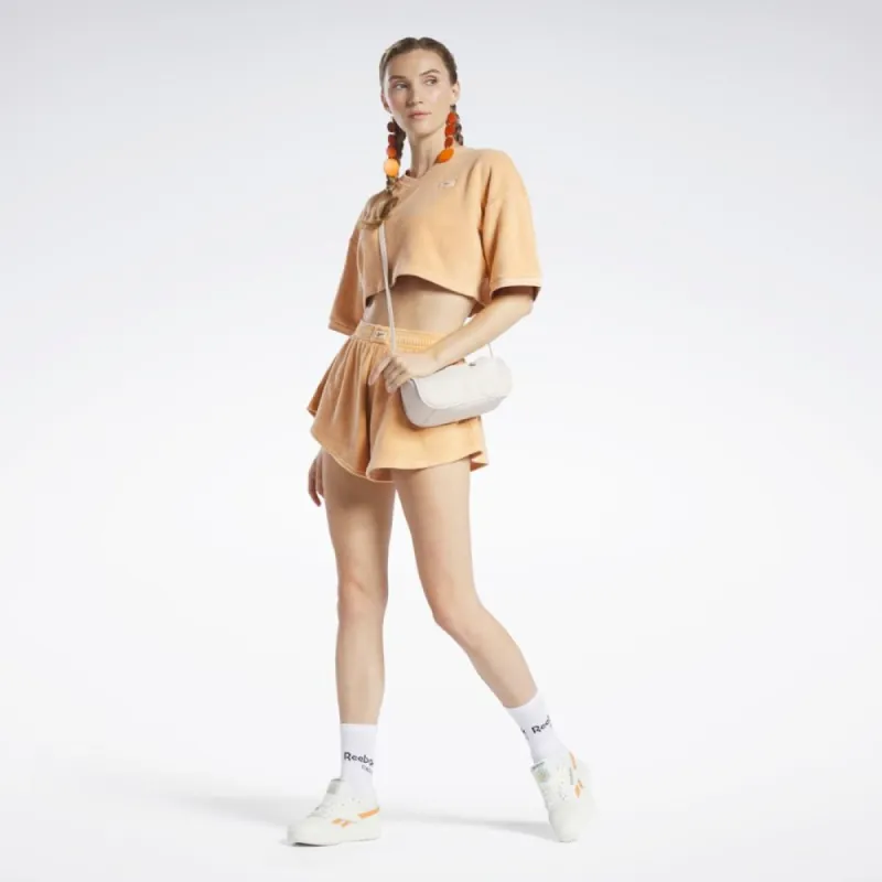 Reebok Apparel Women Reebok Classics Natural Dye Towel Terry Crop T-Shirt PEAFUZ sold by Reebok