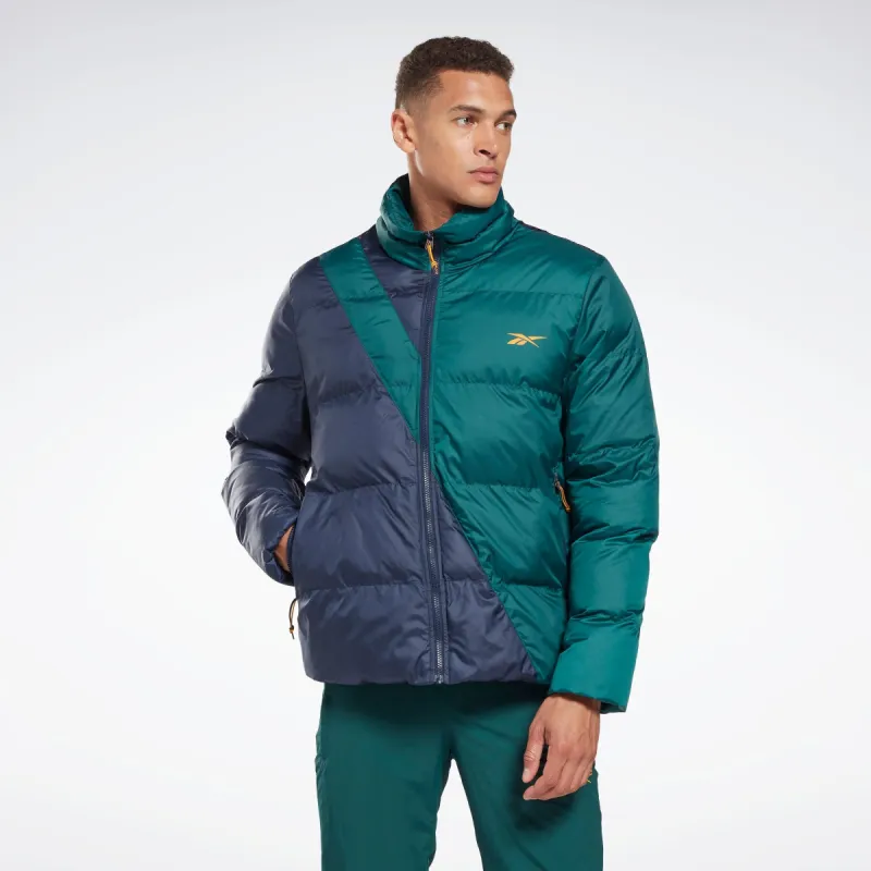 Reebok Apparel Men Outerwear Urban Synthetic Down Bomber Jacket Vecnav/Forgrn made by Reebok