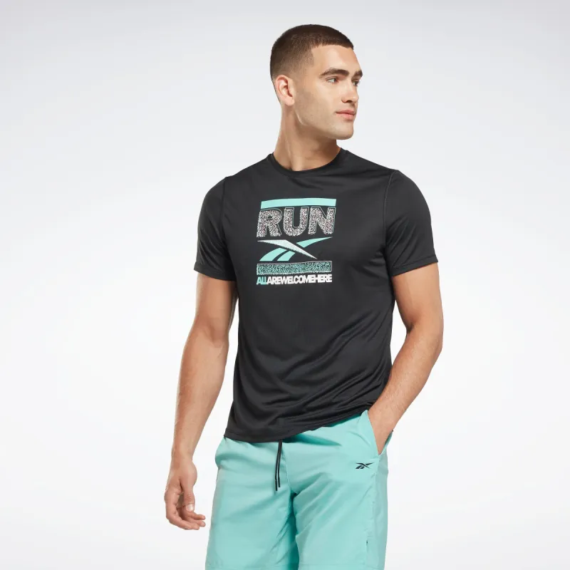Reebok Apparel Men Running Graphic T-Shirt Black sold by Reebok