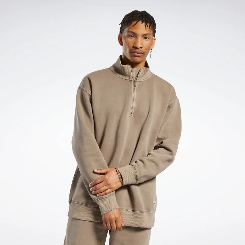 Reebok Apparel Men Classics Natural Dye Quarter-Zip Sweatshirt Trkgry sold by Reebok