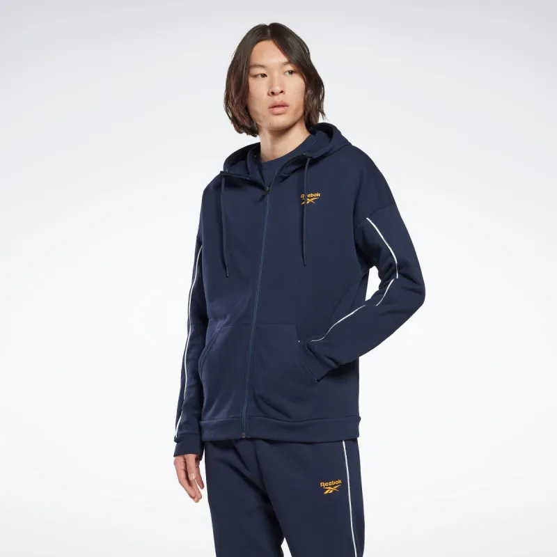Reebok Apparel Men Workout Ready Piping Zip-Up Sweatshirt Vecnav sold by Reebok
