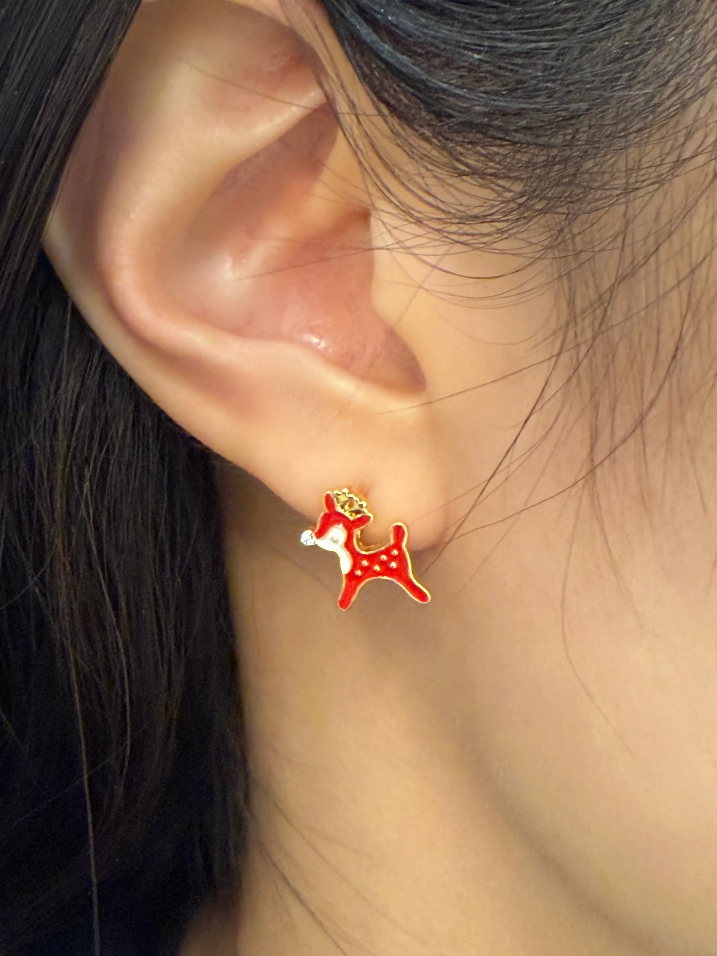 Christmas reindeer cubic earrings sold by NABI LONDON product image thumbnail 2