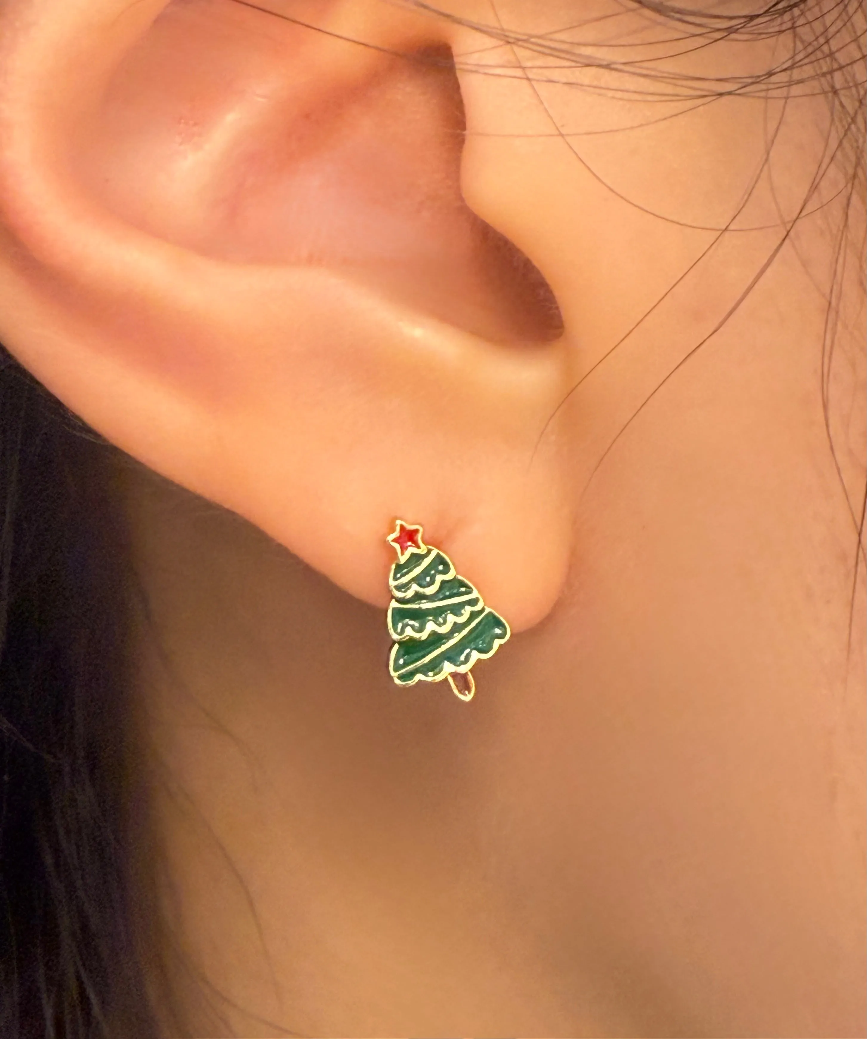 Christmas tinsel tree earrings sold by NABI LONDON product image thumbnail 3