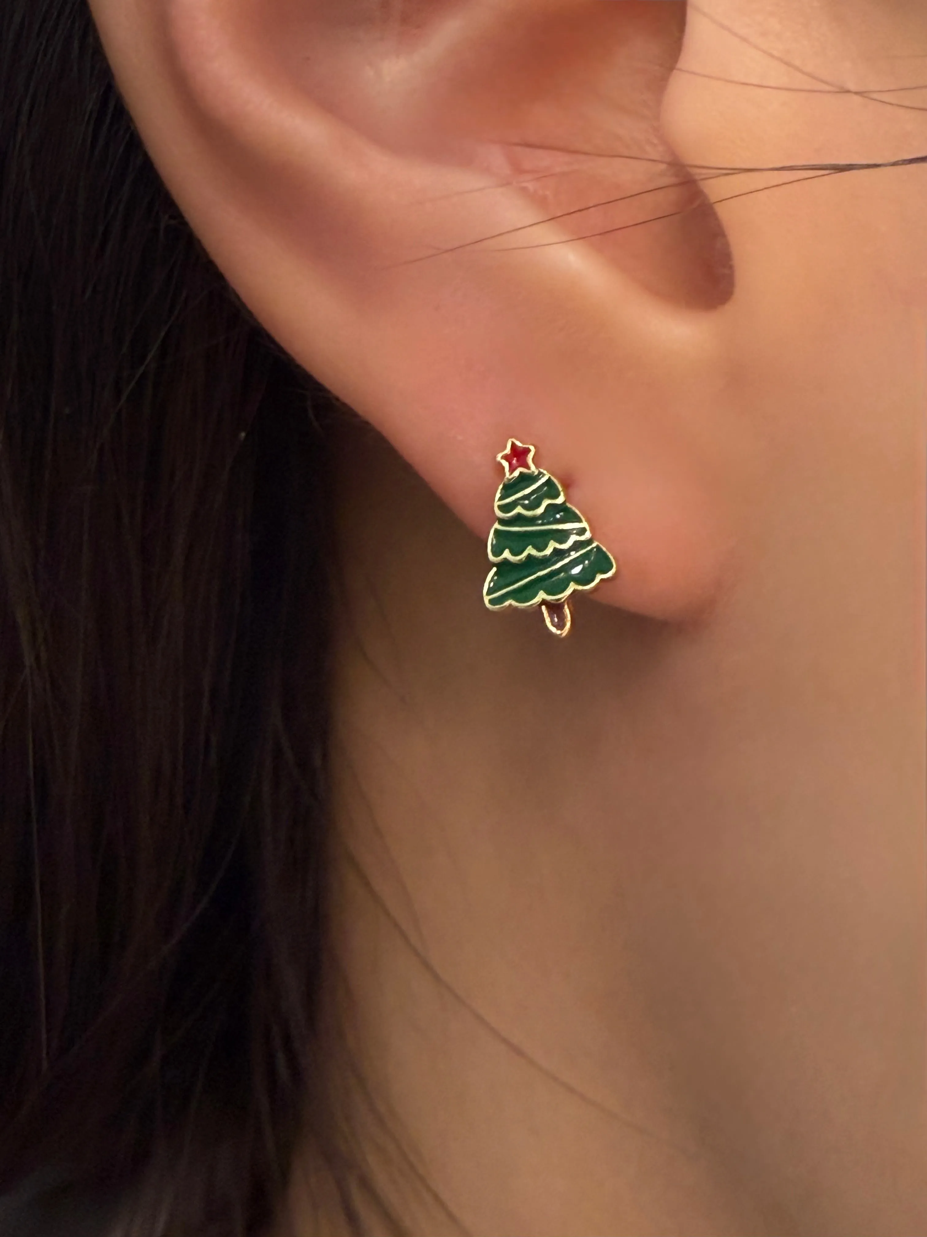 Christmas tinsel tree earrings sold by NABI LONDON product image thumbnail 2
