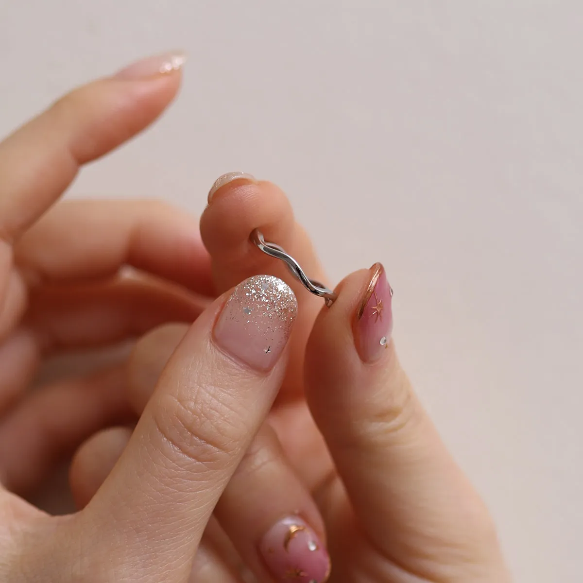 Minimalist Wave Ring sold by NABI LONDON product image thumbnail 4