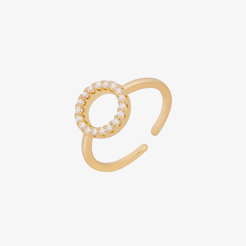Adjustable Circle Sparkle Ring sold by NABI LONDON