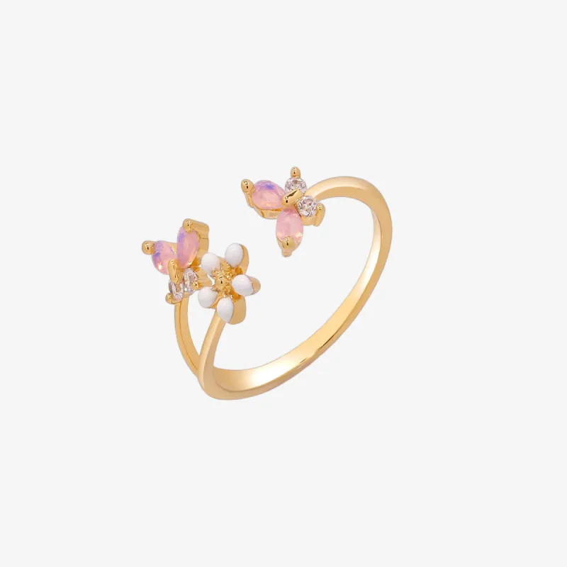 White Petal Butterfly Ring sold by NABI LONDON