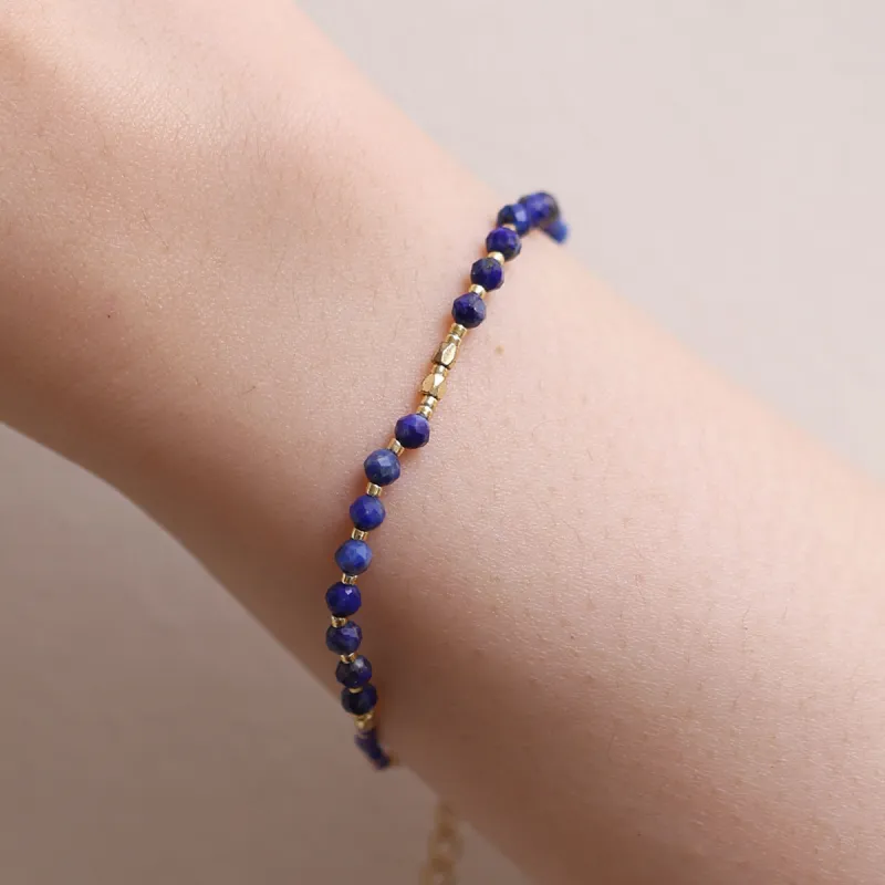 Lapis lazuli beaded bracelet made by NABI LONDON