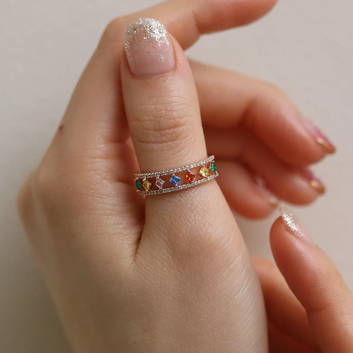 Rainbow Sparkle Ring sold by NABI LONDON product image thumbnail 4