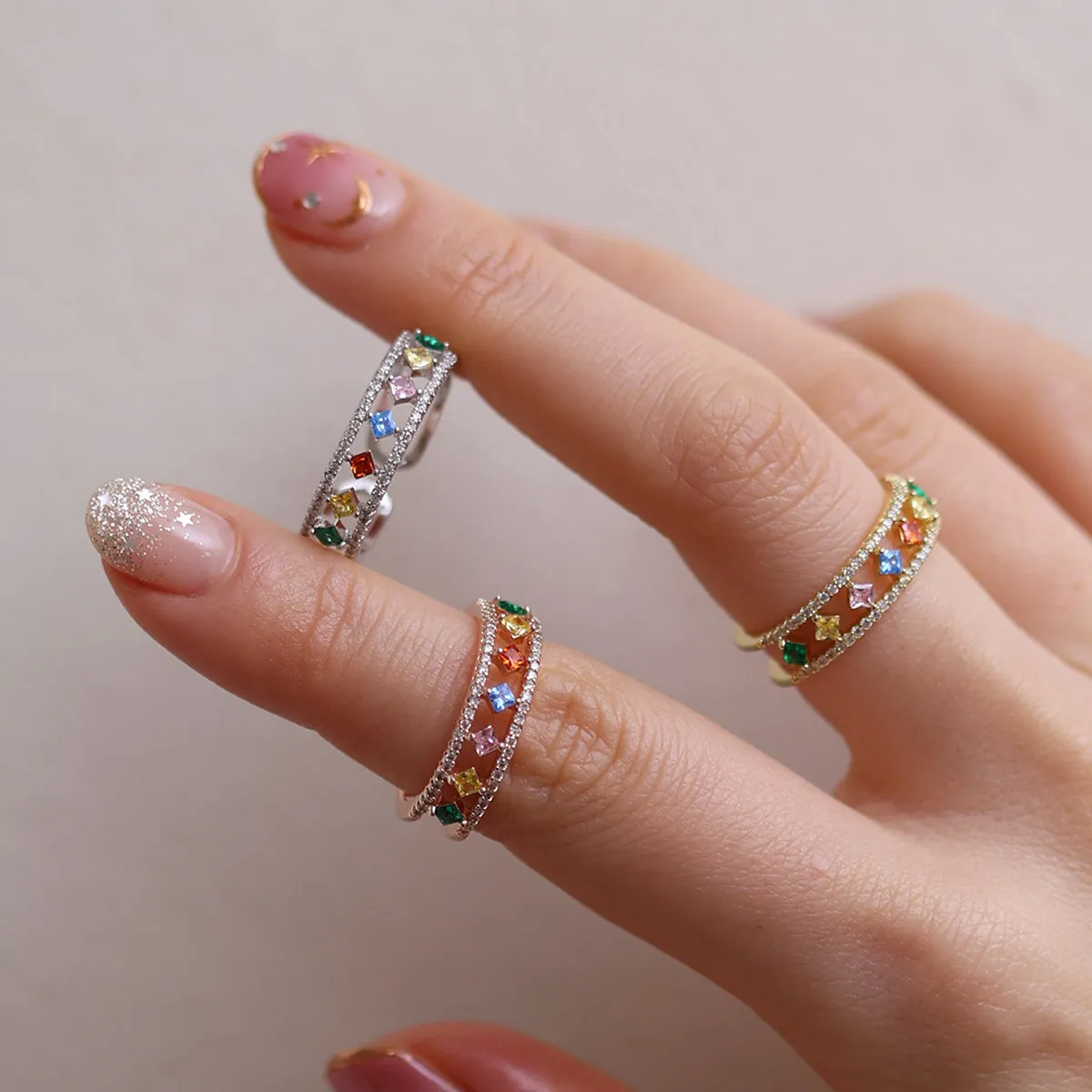 Rainbow Sparkle Ring sold by NABI LONDON product image thumbnail 5