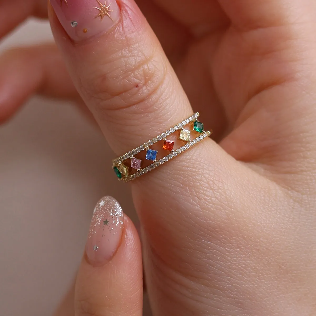 Rainbow Sparkle Ring sold by NABI LONDON product image thumbnail 2