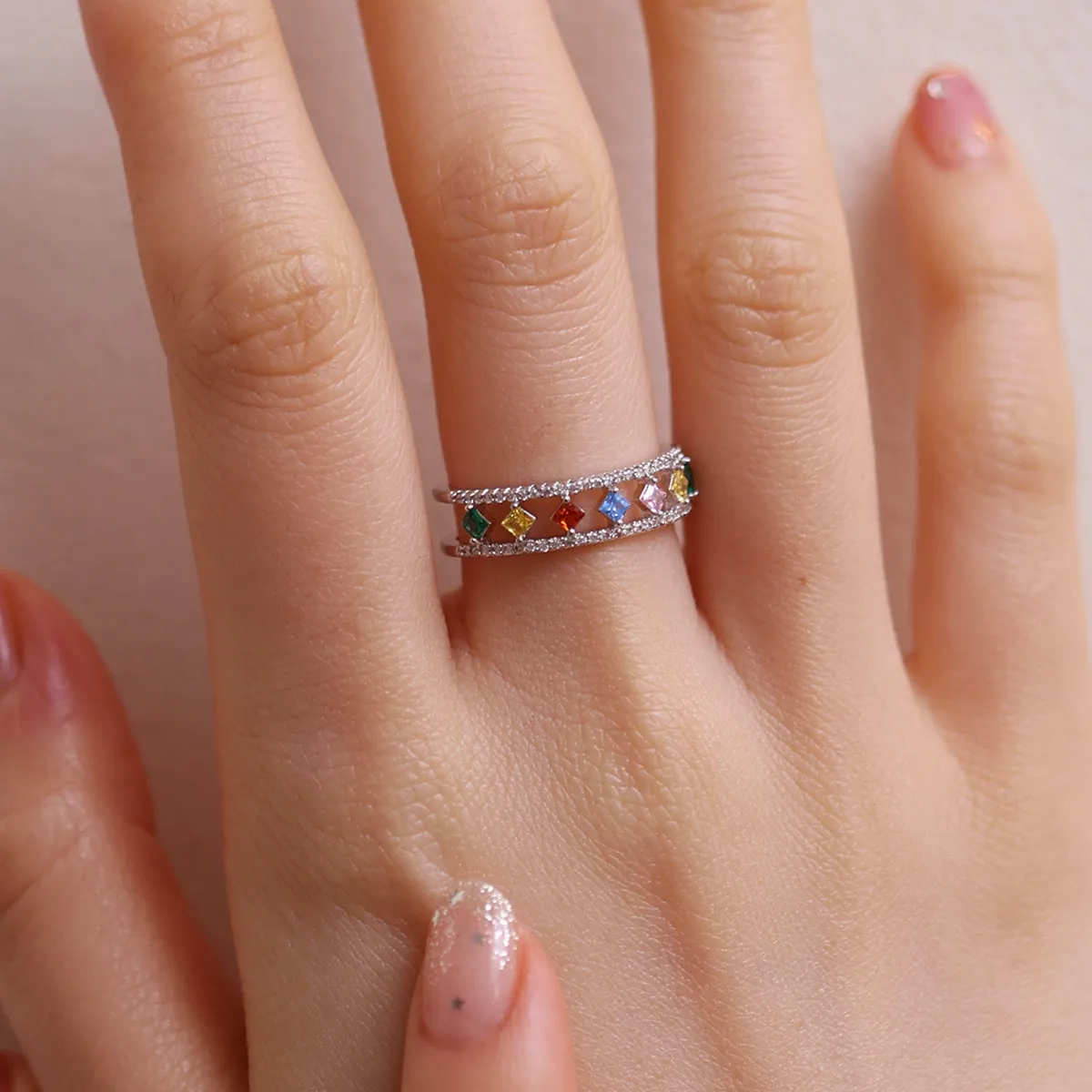 Rainbow Sparkle Ring sold by NABI LONDON product image thumbnail 3