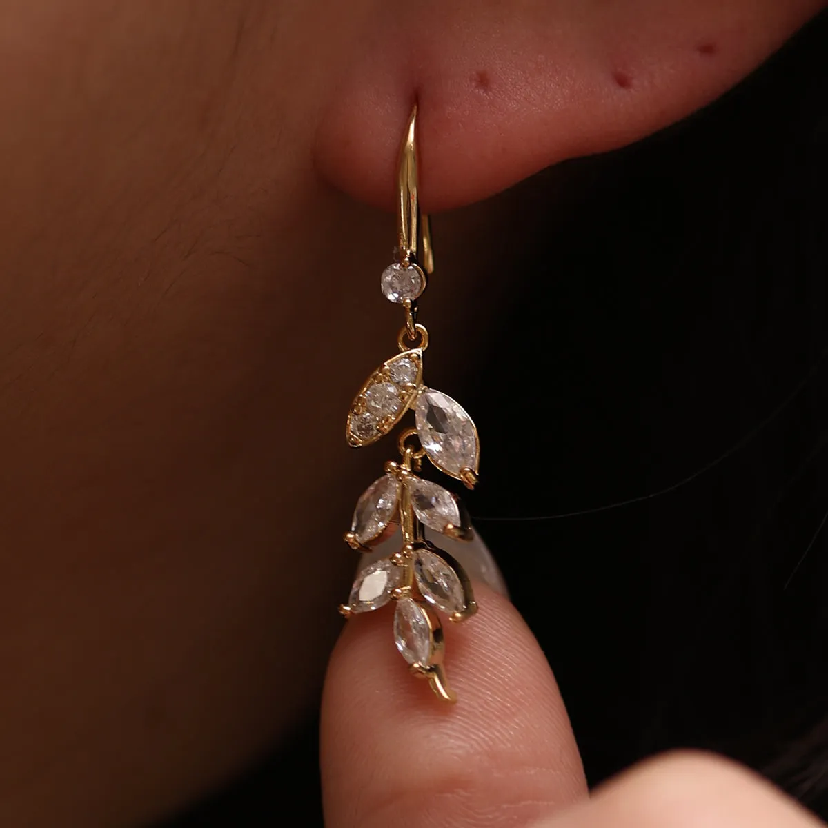 Vine drop hook earrings sold by NABI LONDON product image thumbnail 3