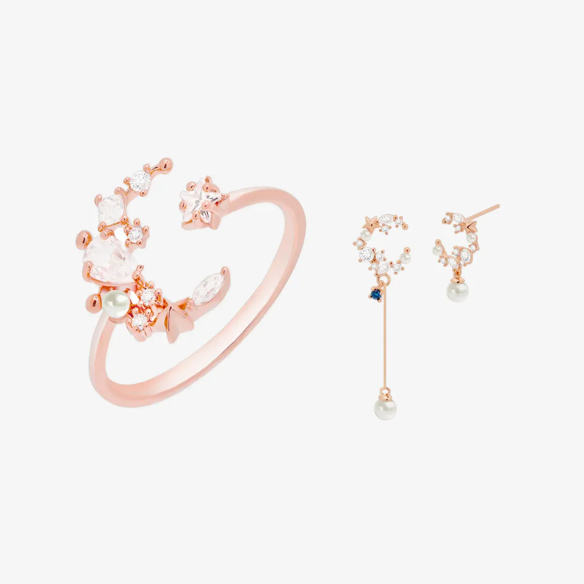 Cubic Moon Set In Rose Gold sold by NABI LONDON