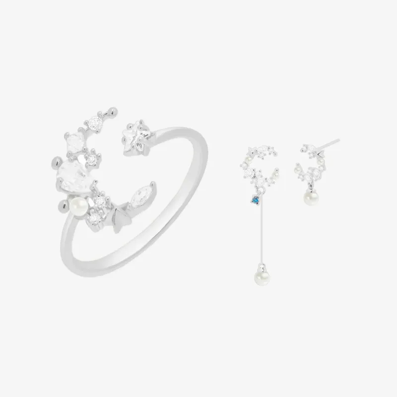 Cubic Moon Set In Silver sold by NABI LONDON