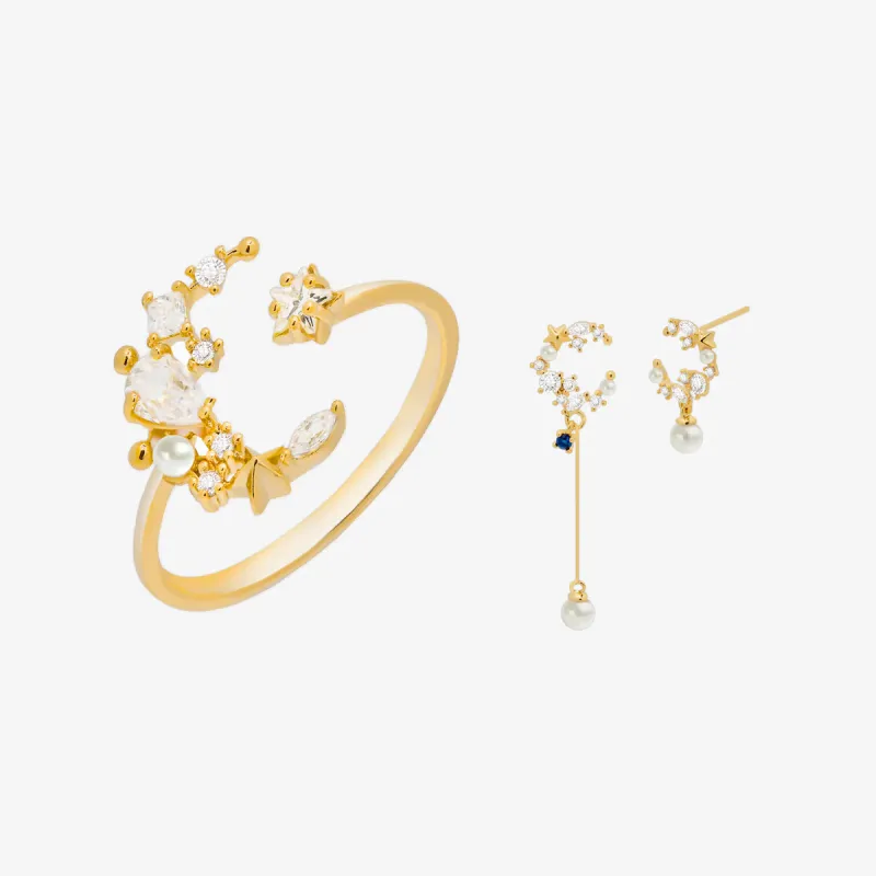 Cubic Moon Set In Gold sold by NABI LONDON