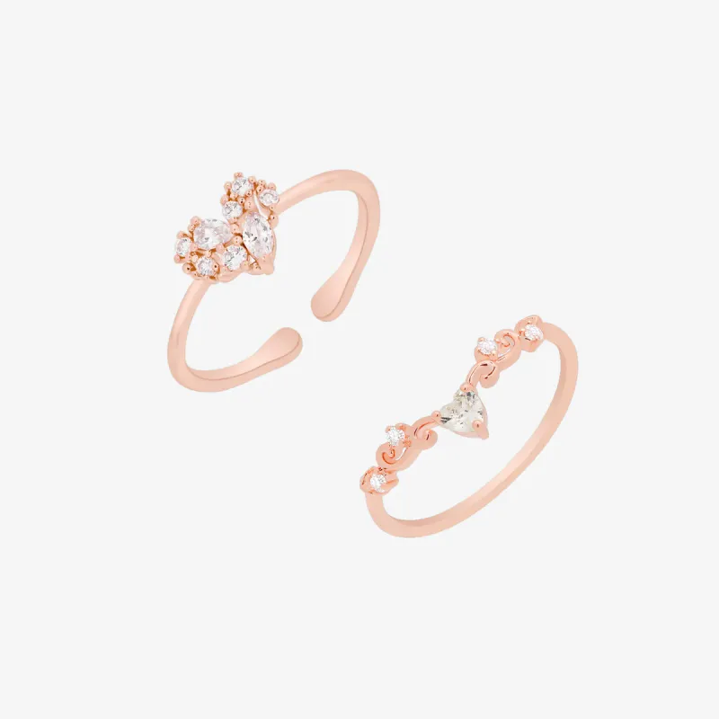 Heart Ring Set In Rose Gold sold by NABI LONDON