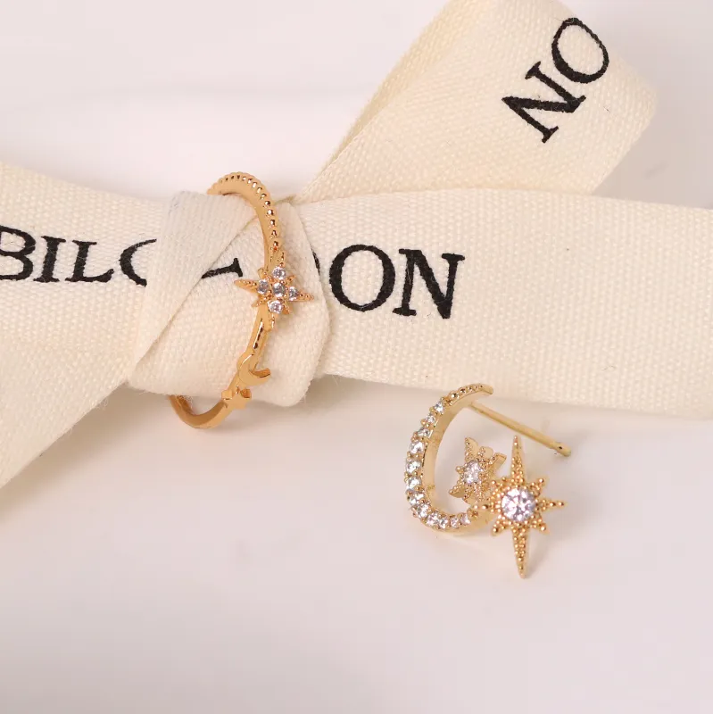 Moon and Star Set in Gold sold by NABI LONDON