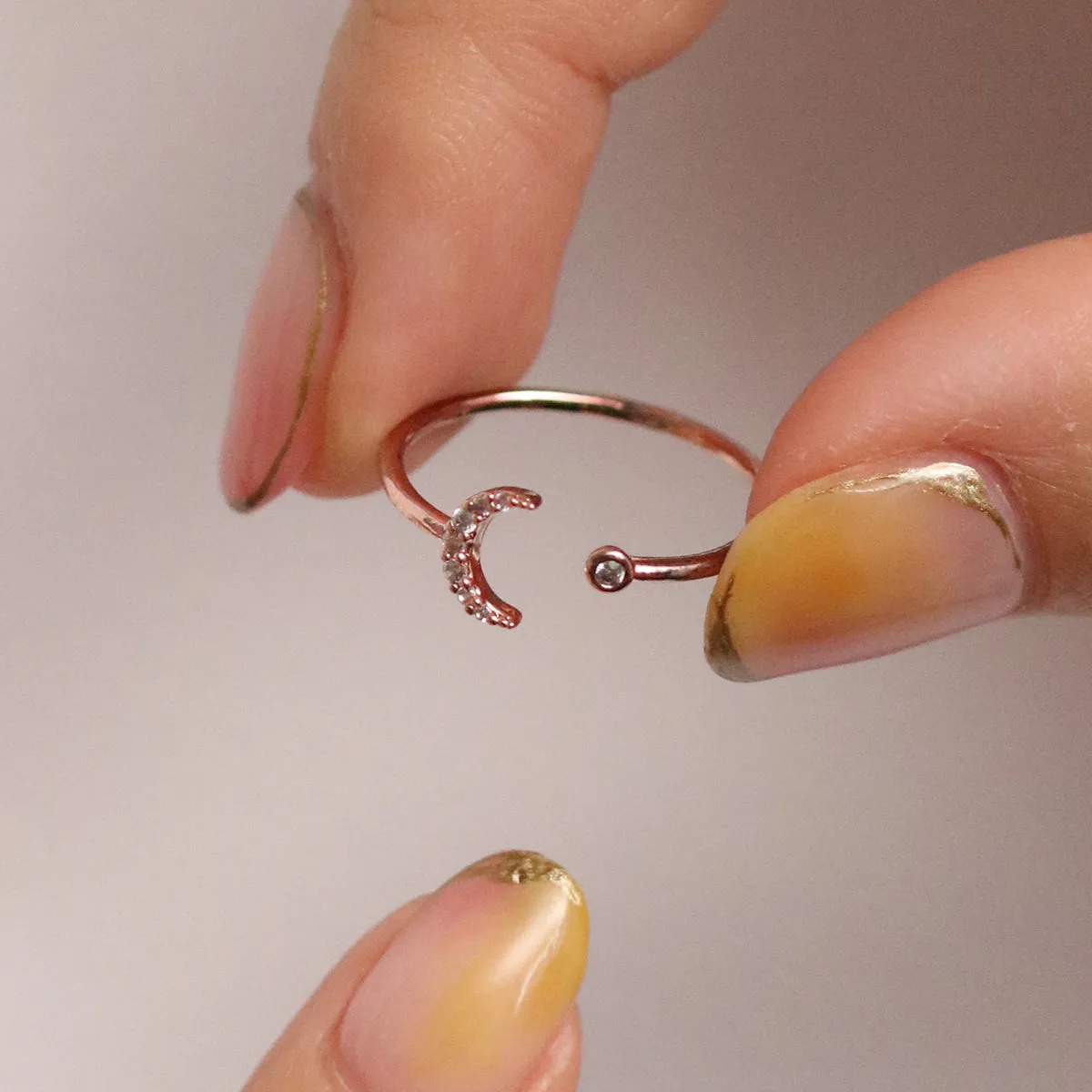 Moonlit Stacking Ring Set in Rose Gold sold by NABI LONDON product image thumbnail 4