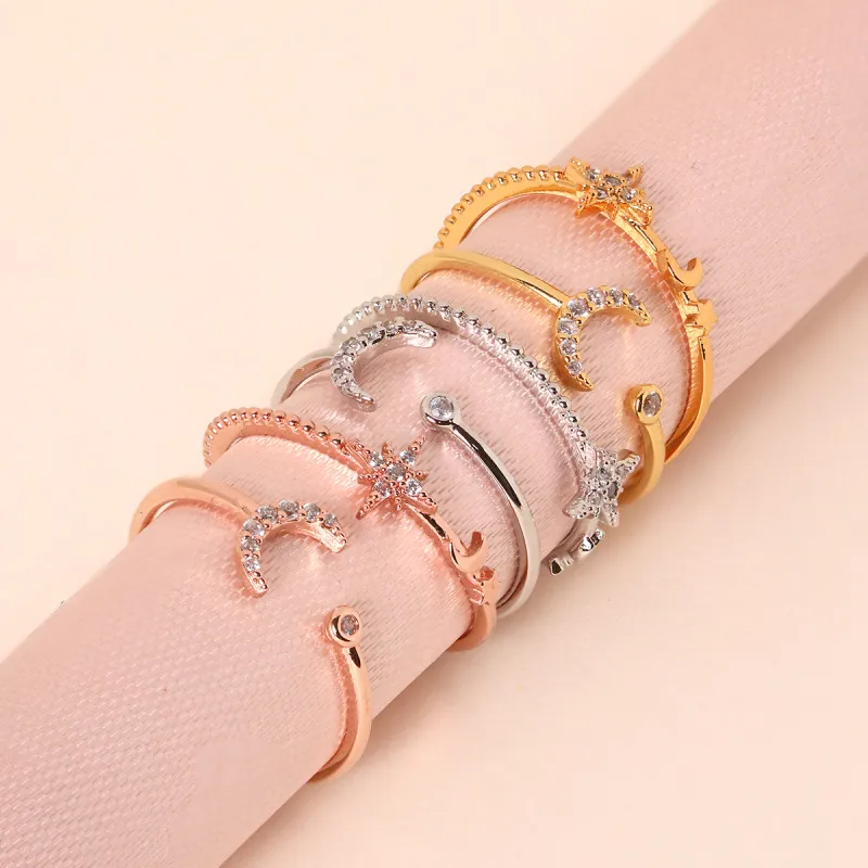 Moonlit Stacking Ring Set in Silver sold by NABI LONDON