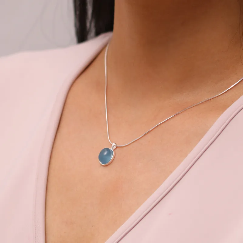 Aquamarine pendant necklace sold by NABI LONDON