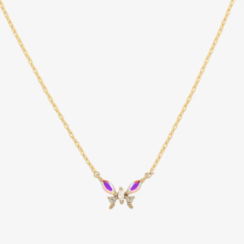 Smoked topaz butterfly necklace sold by NABI LONDON