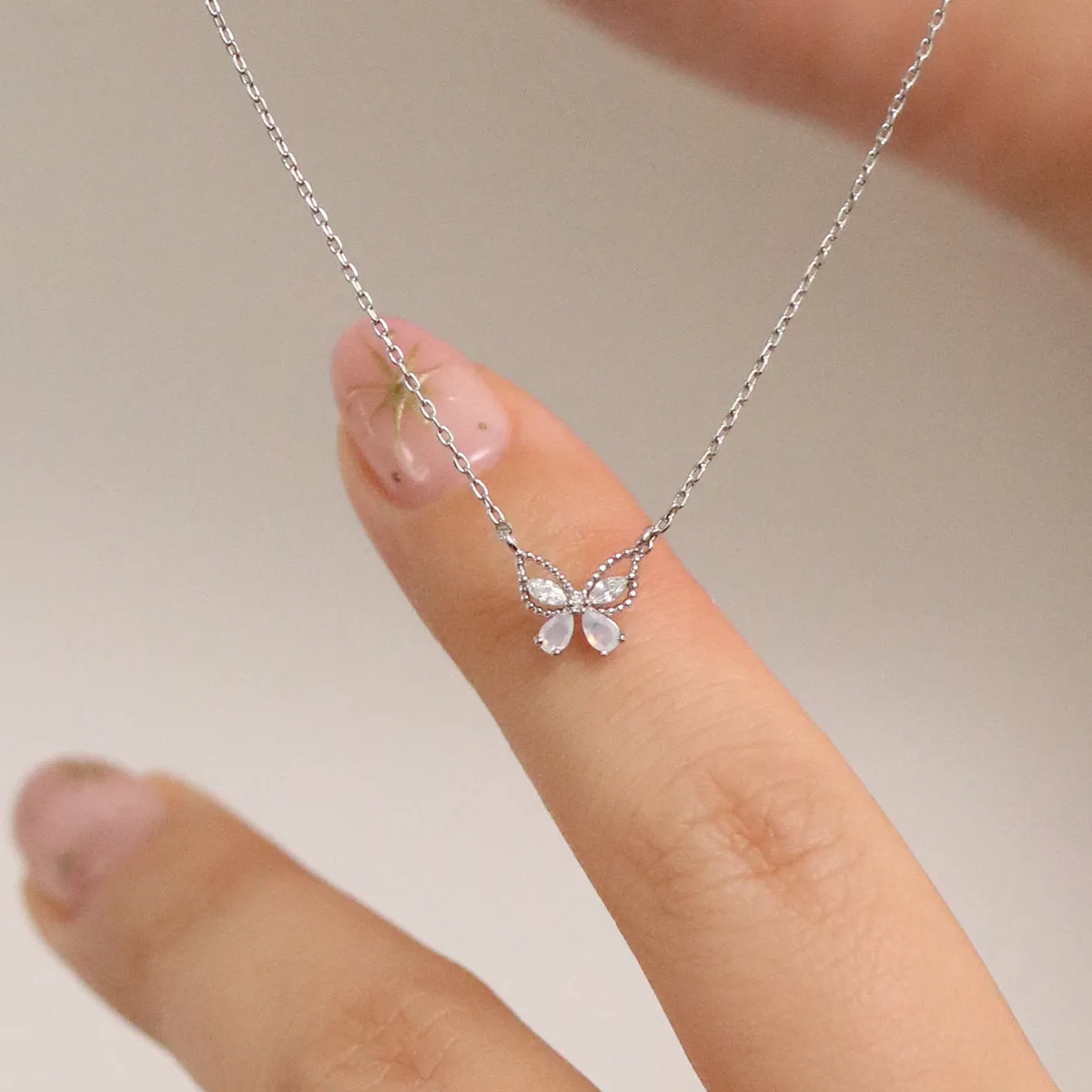 Moonstone butterfly necklace sold by NABI LONDON product image thumbnail 3